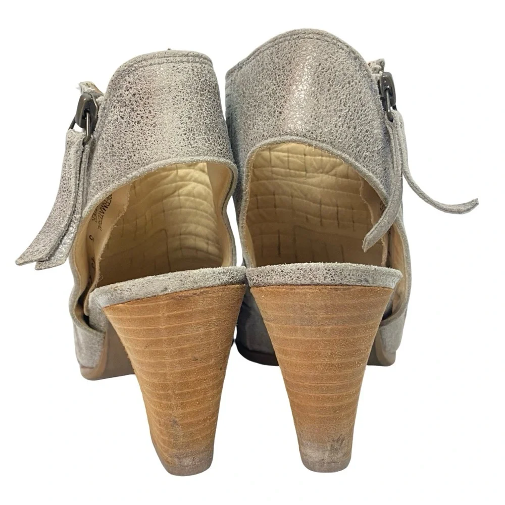 Paul Green Cayanne Peep Toe Bootie Heels Shoes Womens Size 7.5 Neutral Metallic
